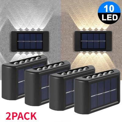 מנורת קיר סולארית LED לגינה ולחצר – סט 2 יחידות