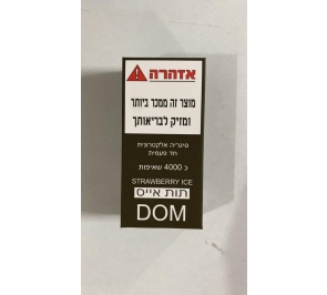 DOM סיגריה אלקטרונית חד פעמית בטעם תות אייס 4000 שאיפות