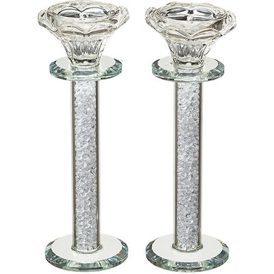 זוג פמוטי קריסטל מהודרים עם אבנים 17 ס"מ