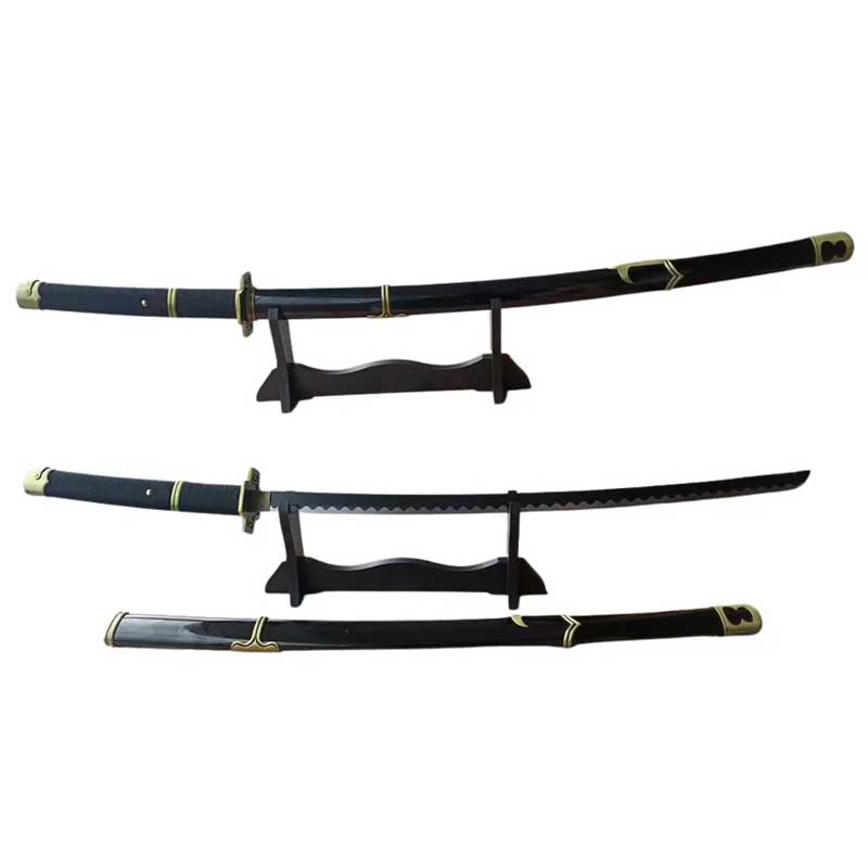 חרב אנימה שחורה עם עיטורים מוזהבים