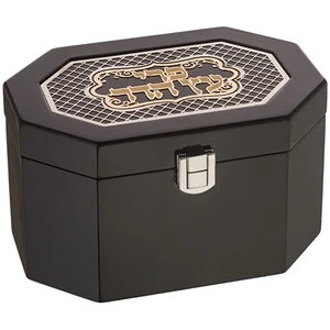 קופסא לאתרוג עץ מהגוני עם פלקטה מוכספת 11x18x12 ס"מ