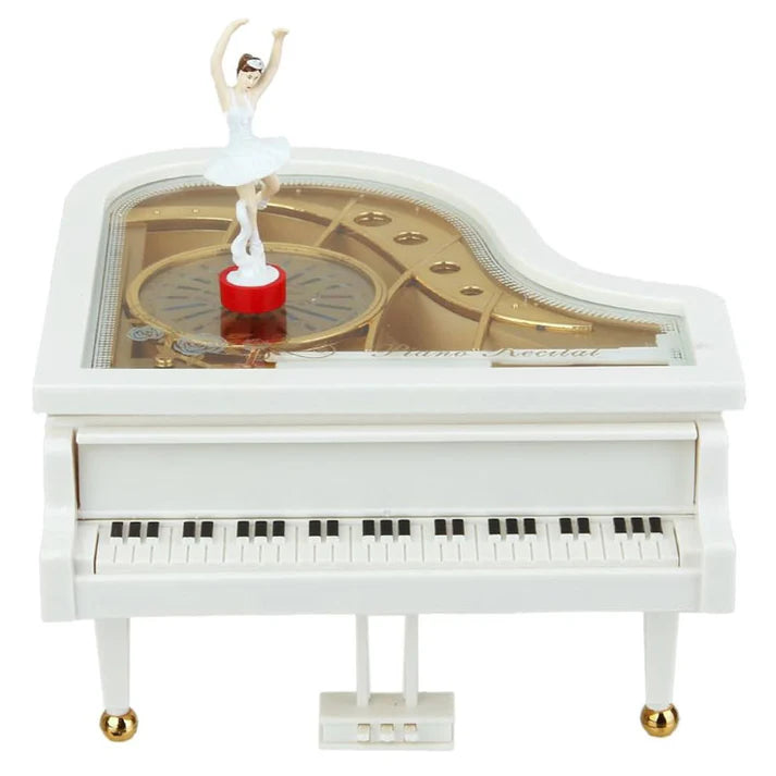תיבת נגינה קלאסית פסנתר עם בלרינה מסתובבת