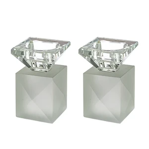 זוג פמוטי קריסטל מט + קנים שקופים 9 ס