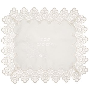 כיסוי חלה ברוקט עם תחרה עיטור פינה פרחוני 52