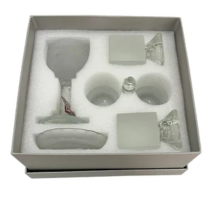 סט גביע קידוש + פמוטים + מלחייה מקריסטל