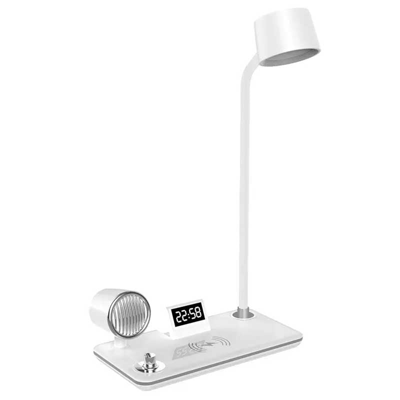 עמדת טעינה אלחוטית עם רמקול בלוטוס ומנורת לילה