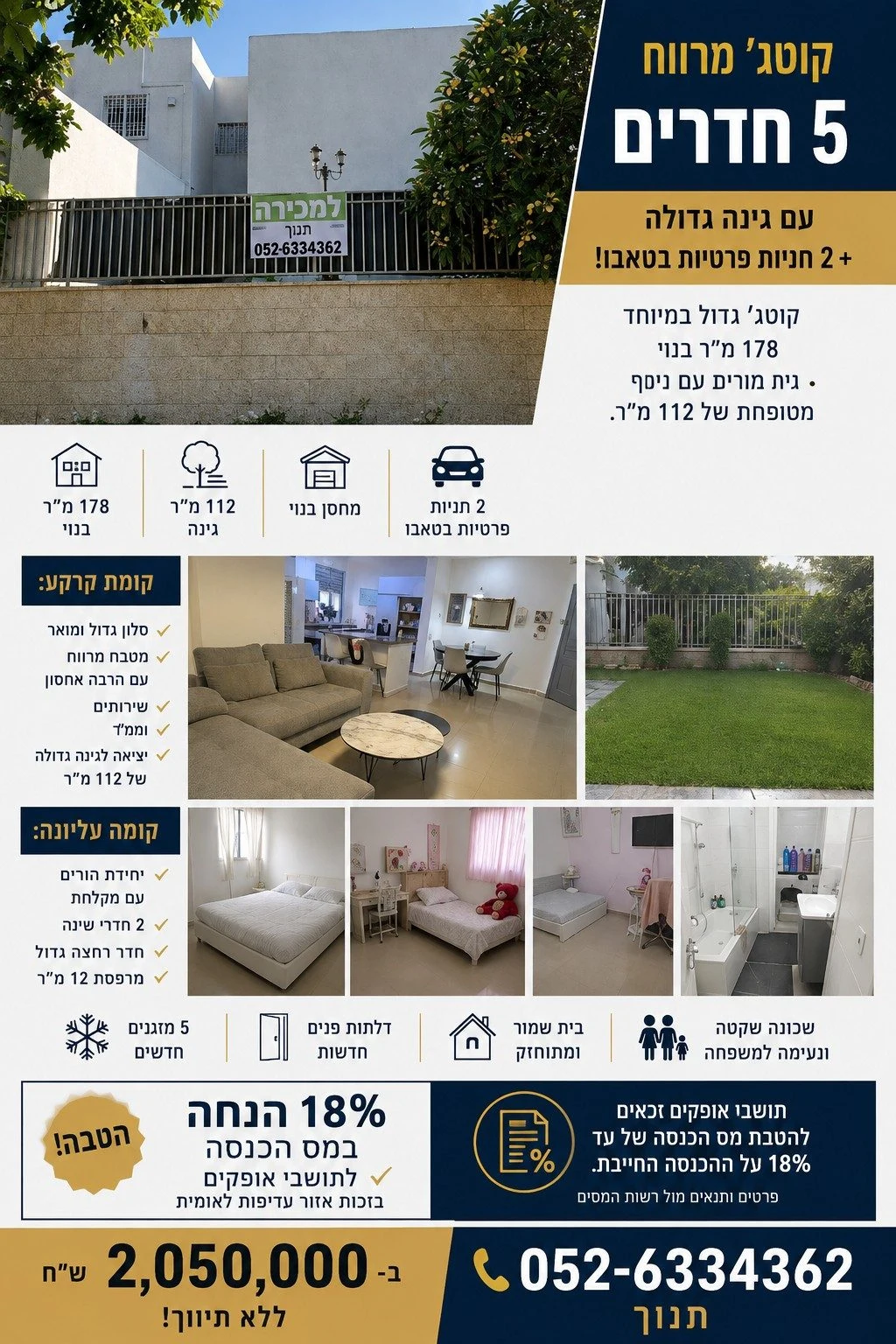 למכירה באופקים שכונת שפירא קוטג 5 חדרים